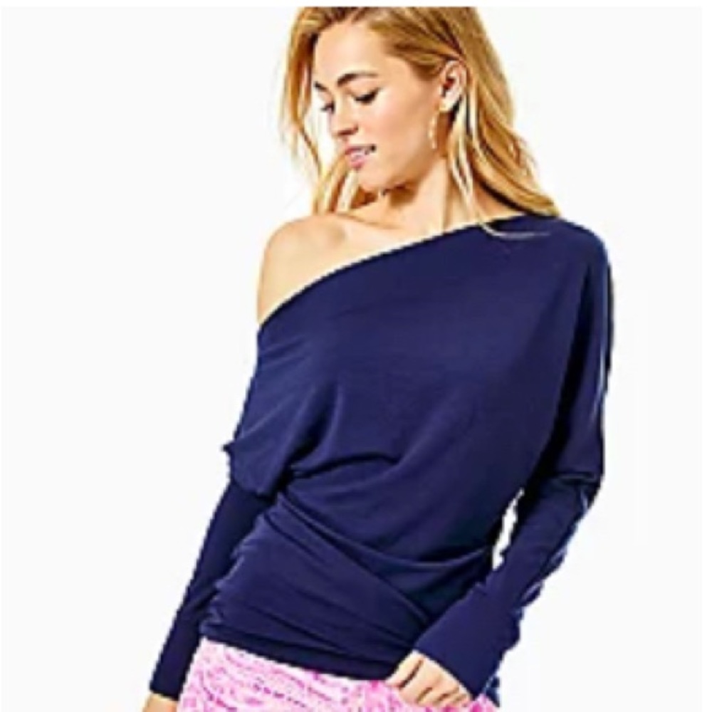 Lilly Pulitzer Sheera One-Shoulder Top True Navy Size XS